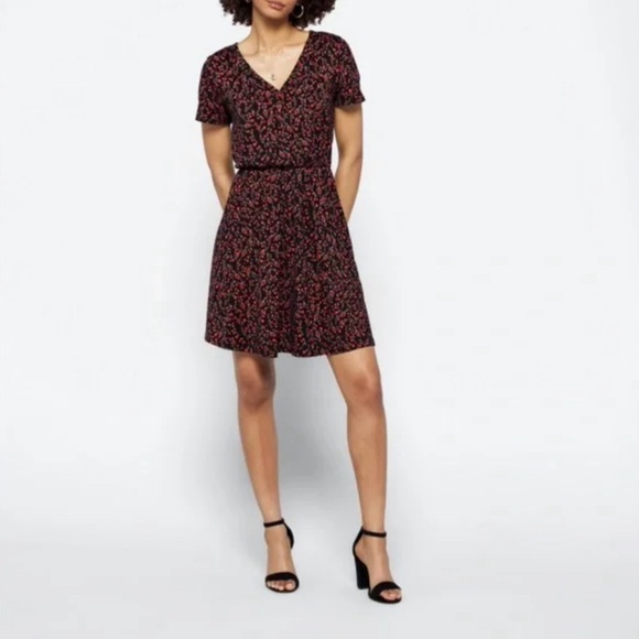 Black Floral Mini Dress - Picture 1 of 3